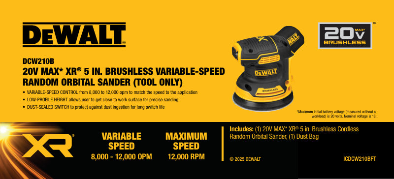 Dewalt Dcw210B 20V Max 5 In. Random Orbit Sander - Ace Tool Group - DeWalt