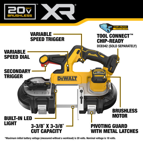 DeWalt DCS379B 20V MAX* XR Mid-Size Bandsaw - Ace Tool Group - DeWalt