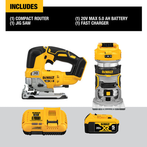 Dewalt Dck201P1 20V Max Xr 2-Kit (Router/Jig Saw) - Ace Tool Group - DeWalt