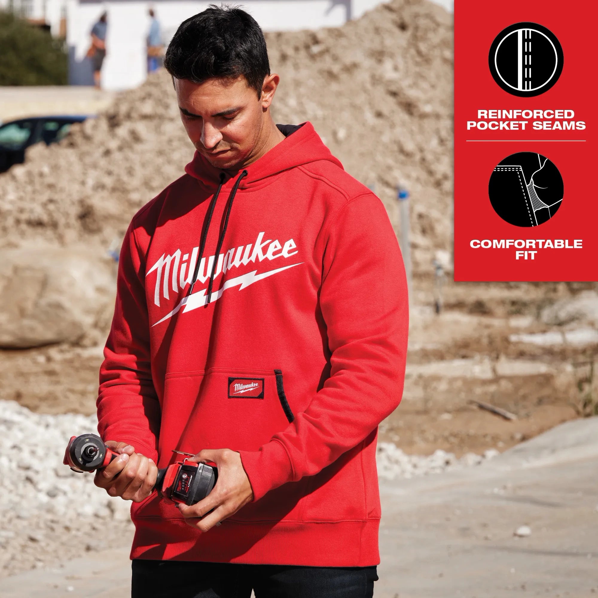 Milwaukee 352R-2X Midweight Pullover Hoodie - Logo Red 2X - Ace Tool Group - Milwaukee