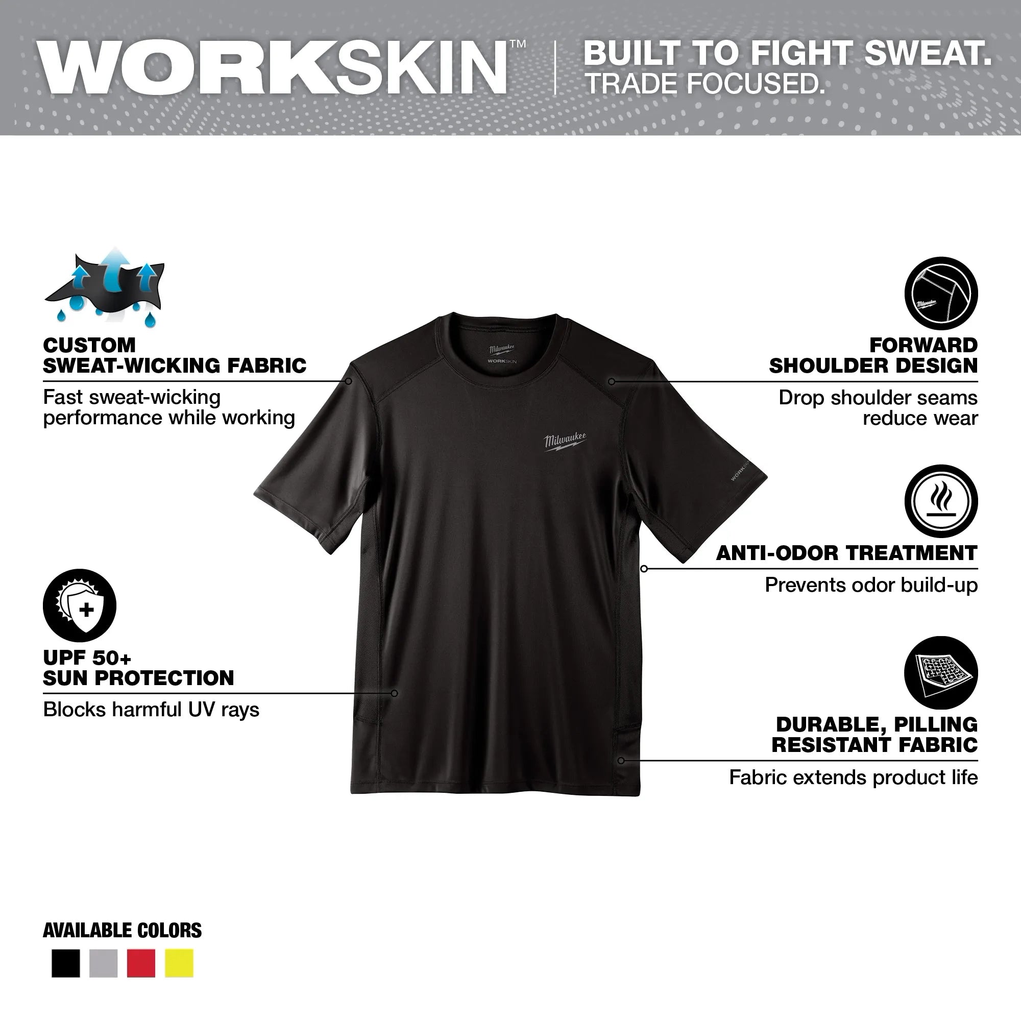 Milwaukee 414B-2X WORKSKIN LIGHT SS SHIRT - BLACK 2X - Ace Tool Group - Milwaukee