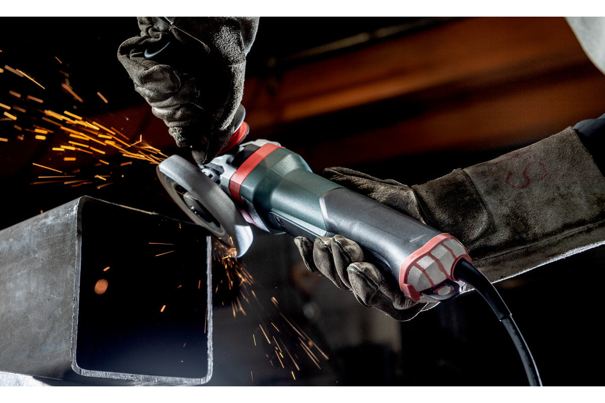 Metabo 613114420 WEPBA 19-125 Q DS M-Brush 4.5" / 5" M-Brush Angle Grinder - 11,000 RPM - 14.5 AMP w/Brake, Non-Lock Paddle, Auto-balancer, Electronics, Drop Secure - Ace Tool Group - Metabo