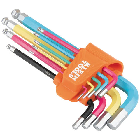 Klein CBLS9M Powder Coated Long Ball-End Hex Key Set, Metric, 9-Piece - Ace Tool Group - Klein