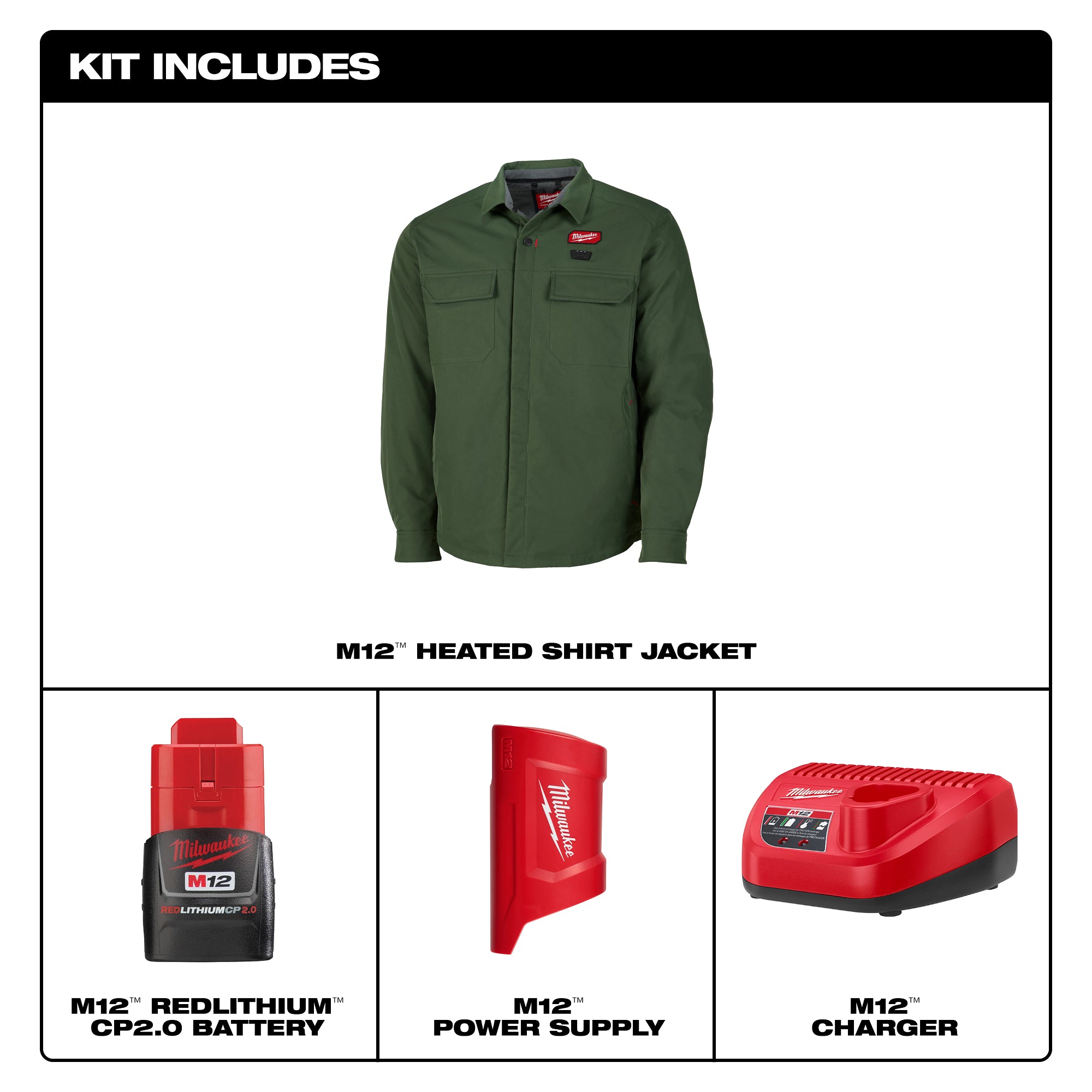 Milwaukee M103E-212X M12™ Shirt Jacket - Green 2X