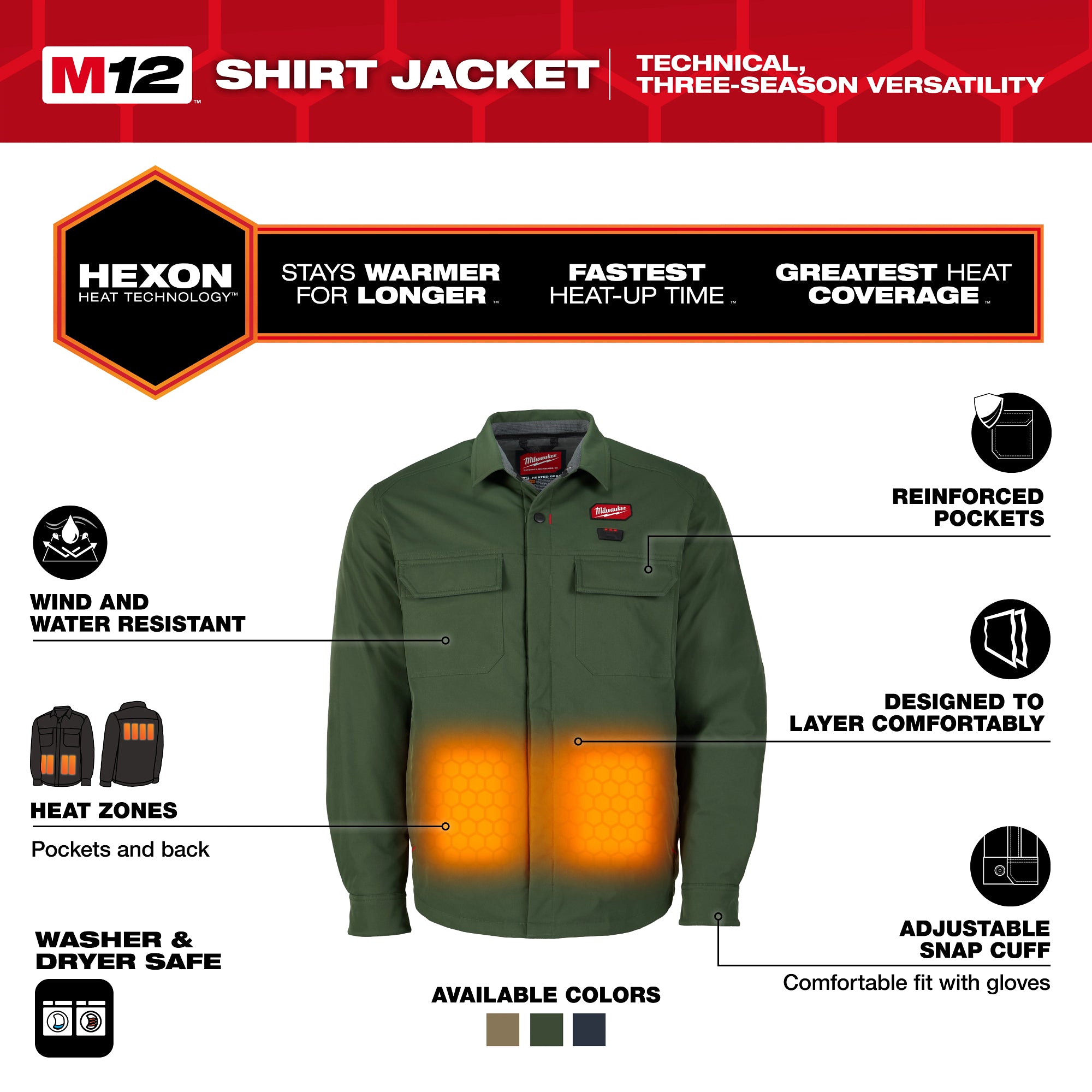 Milwaukee M103E-212X M12™ Shirt Jacket - Green 2X