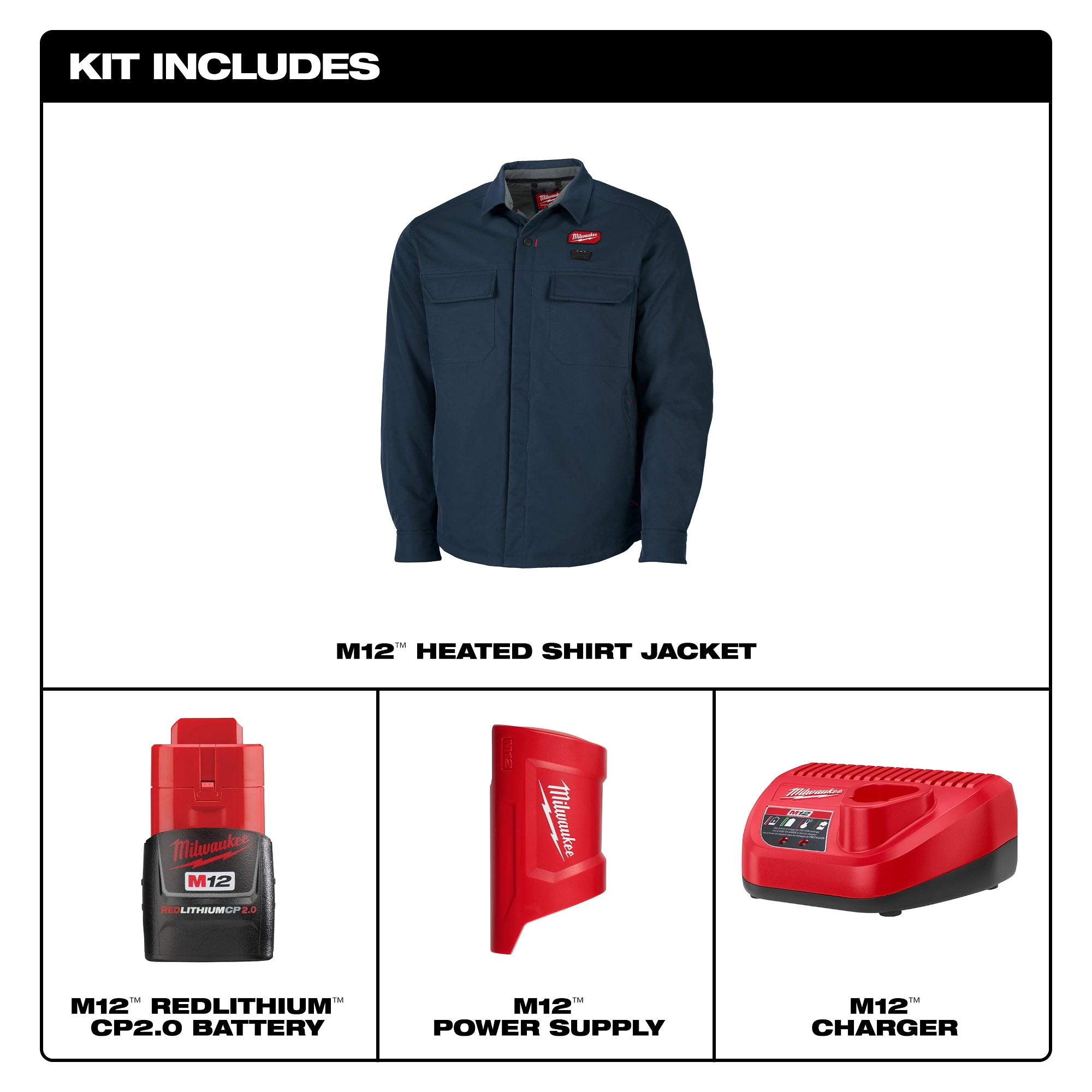 Milwaukee M103U-212X M12™ Shirt Jacket - Navy 2X