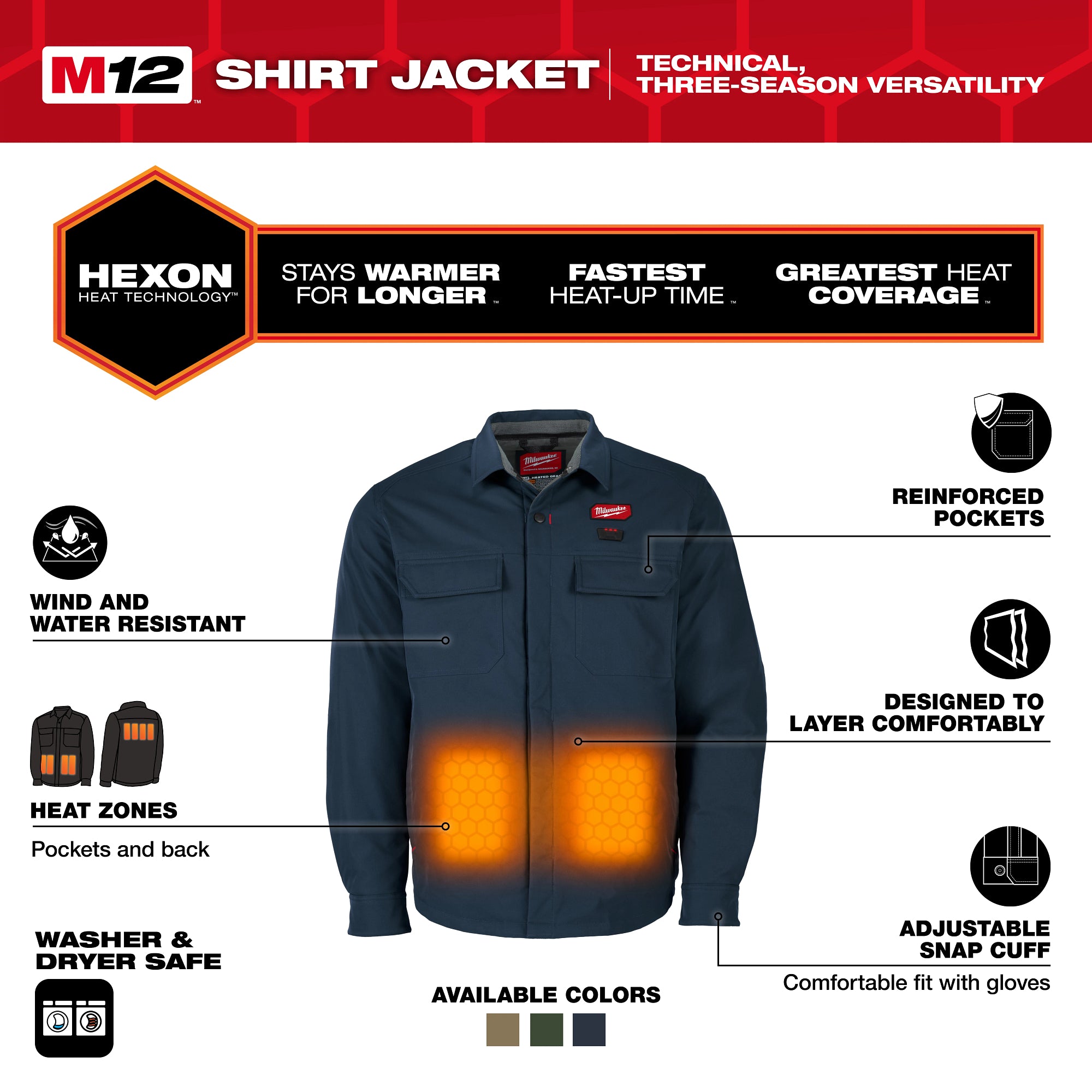 Milwaukee M103U-212X M12™ Shirt Jacket - Navy 2X