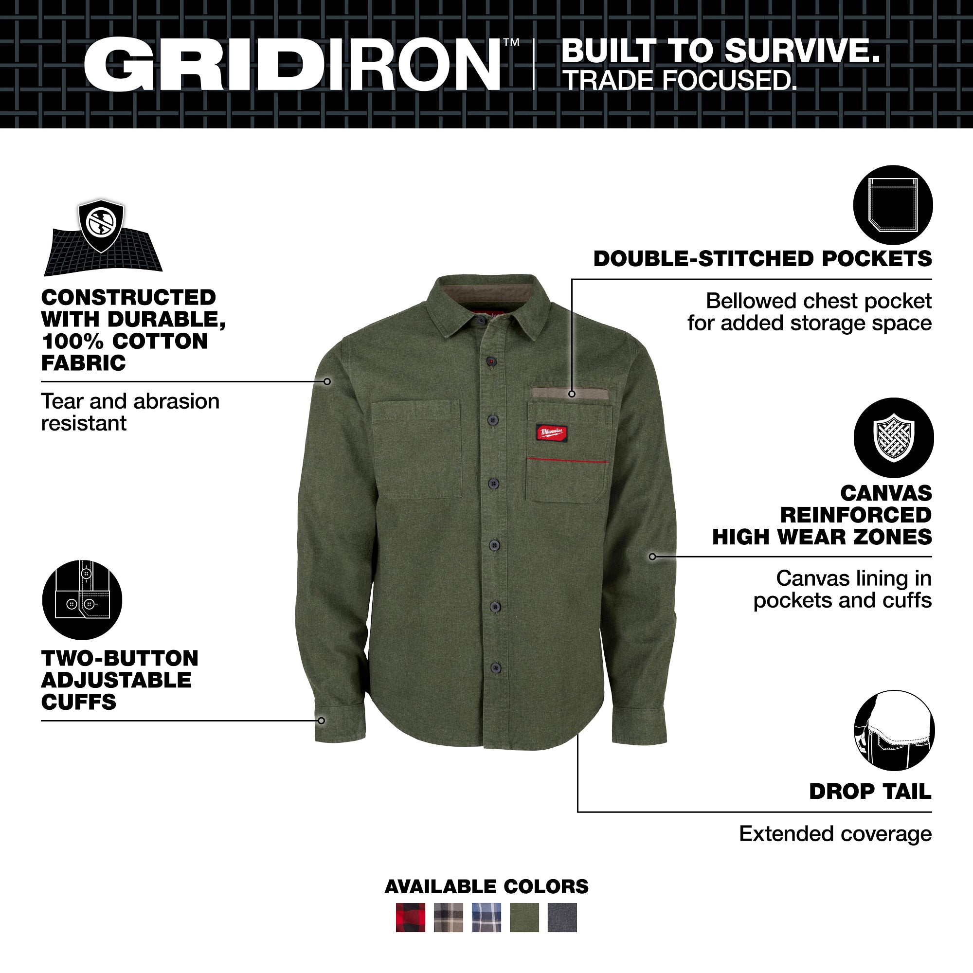 Milwaukee M552E-L GRIDIRON™ Flannel Shirt - Ace Tool Group - Milwaukee Tool