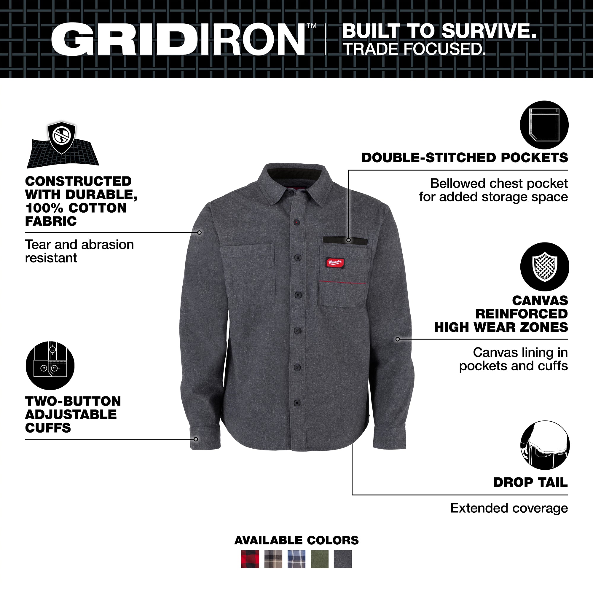 Milwaukee M552G-XL GRIDIRON™ Flannel Shirt - Ace Tool Group - Milwaukee Tool