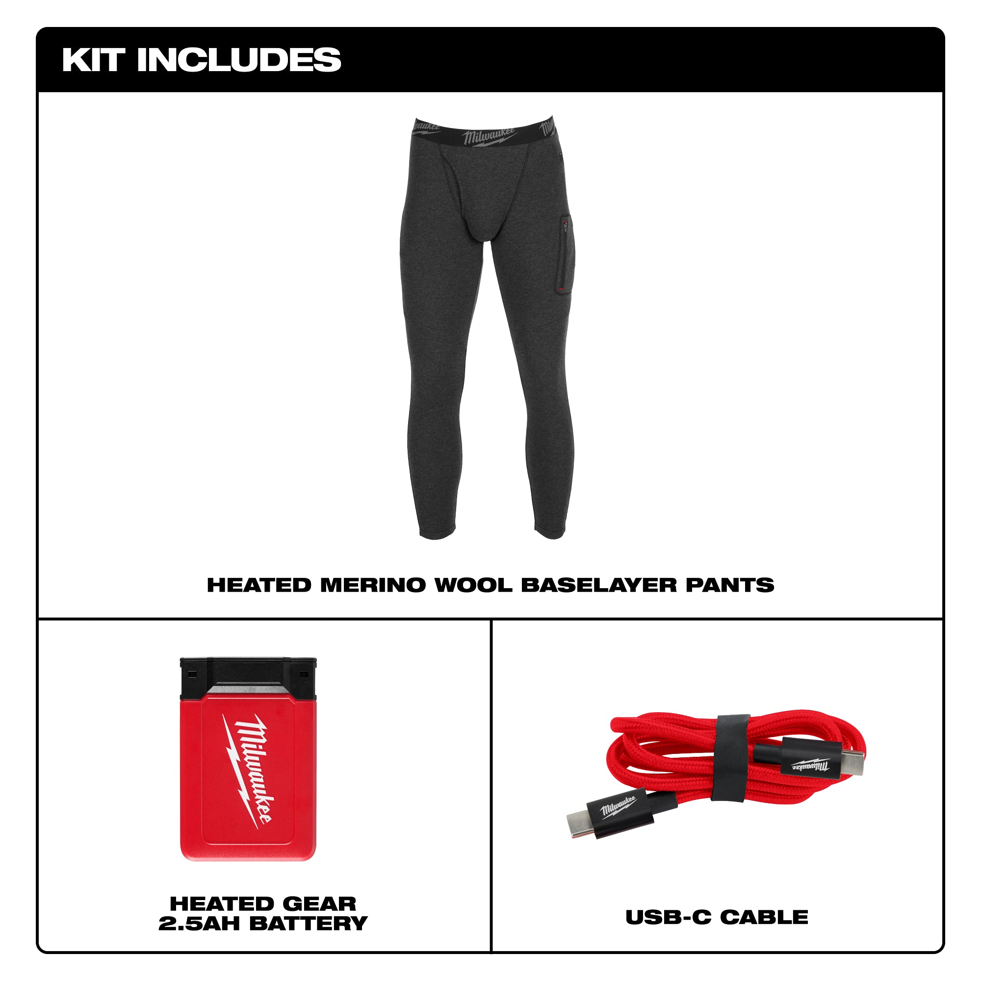 Milwaukee M600B-21S Milwaukee® Heated Merino Wool Baselayer Pants