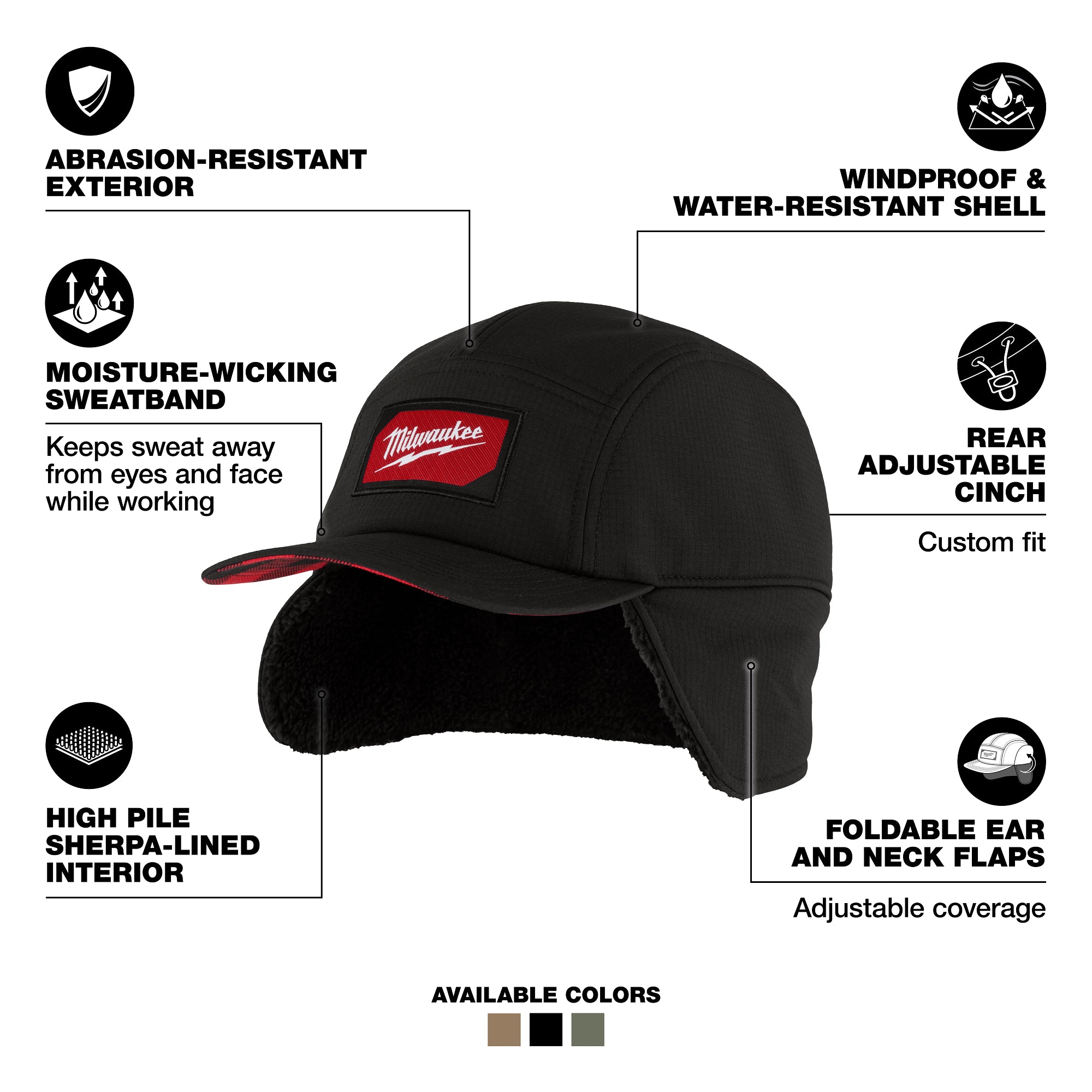 Milwaukee M754B-SM Milwaukee Sherpa-Lined Hat | Black, Small/Medium - Ace Tool Group - Milwaukee Tool