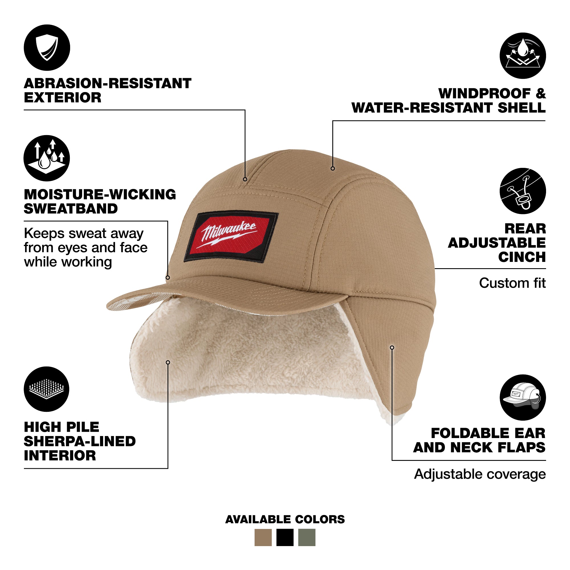 Milwaukee M754K-SM Milwaukee Sherpa-Lined Hat | Khaki, Small/Medium - Ace Tool Group - Milwaukee Tool