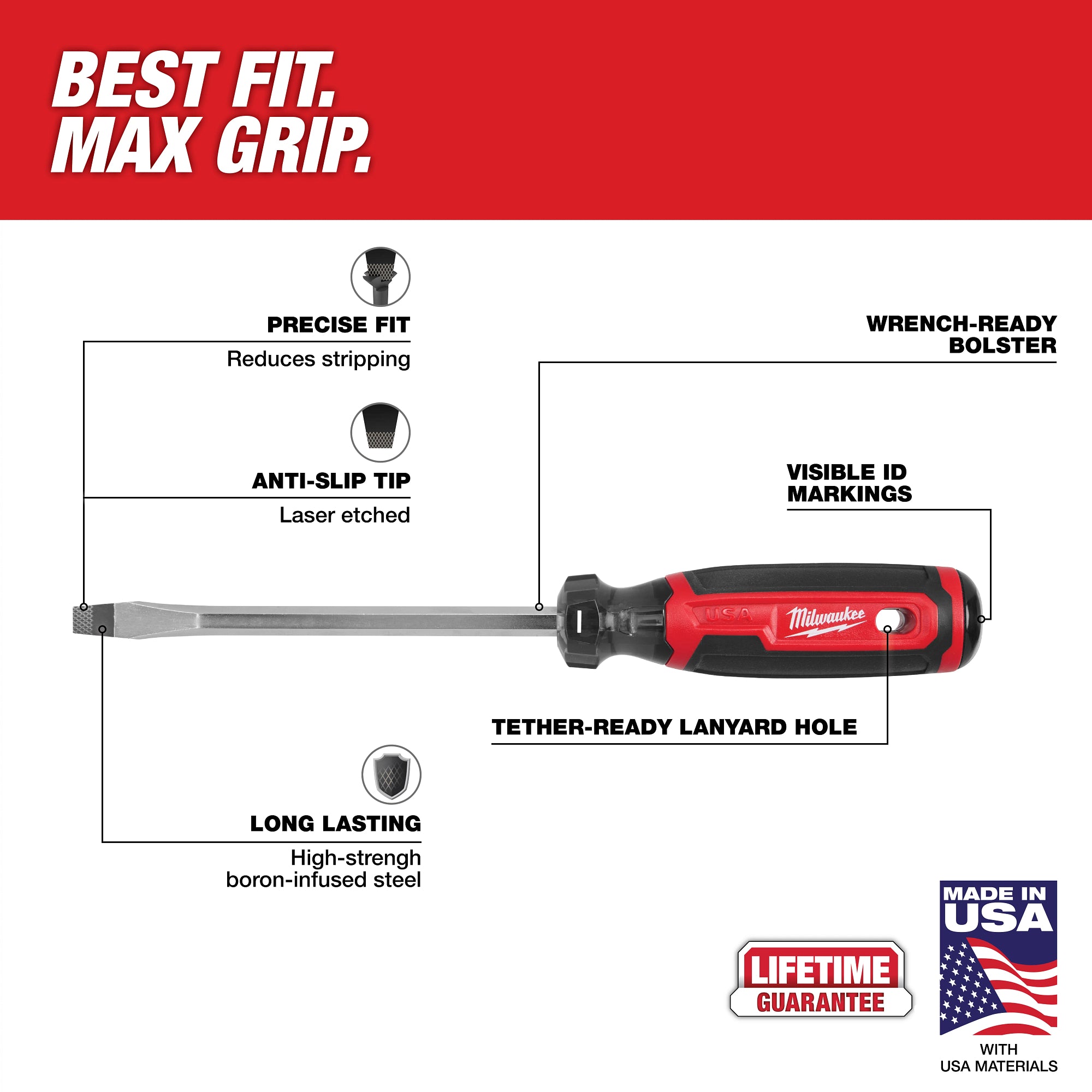Milwaukee MT207H 5/16" Slotted 6" Cushion Grip Screwdriver (USA)