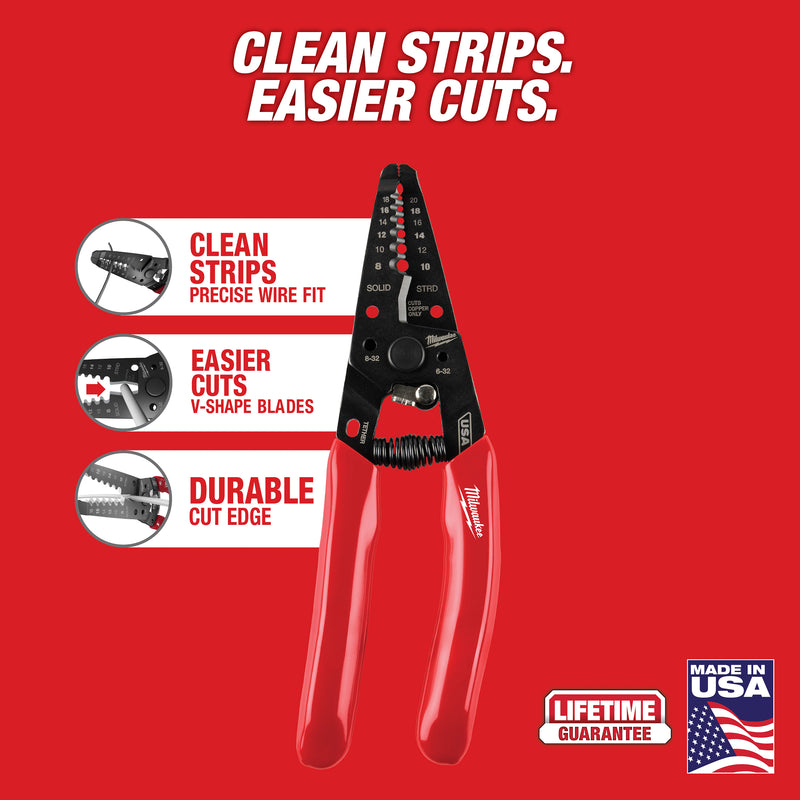 Milwaukee MT702 8-20 AWG Dipped Grip Wire Stripper & Cutter (USA) - Ace Tool Group - Milwaukee Tool