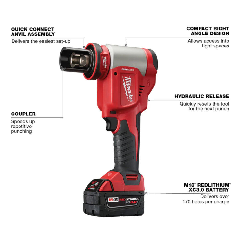 Milwaukee 2676-23 M18 FORCE LOGIC 10T KNOCKOUT TOOL 1/2" TO 4" KIT - Ace Tool Group - Milwaukee