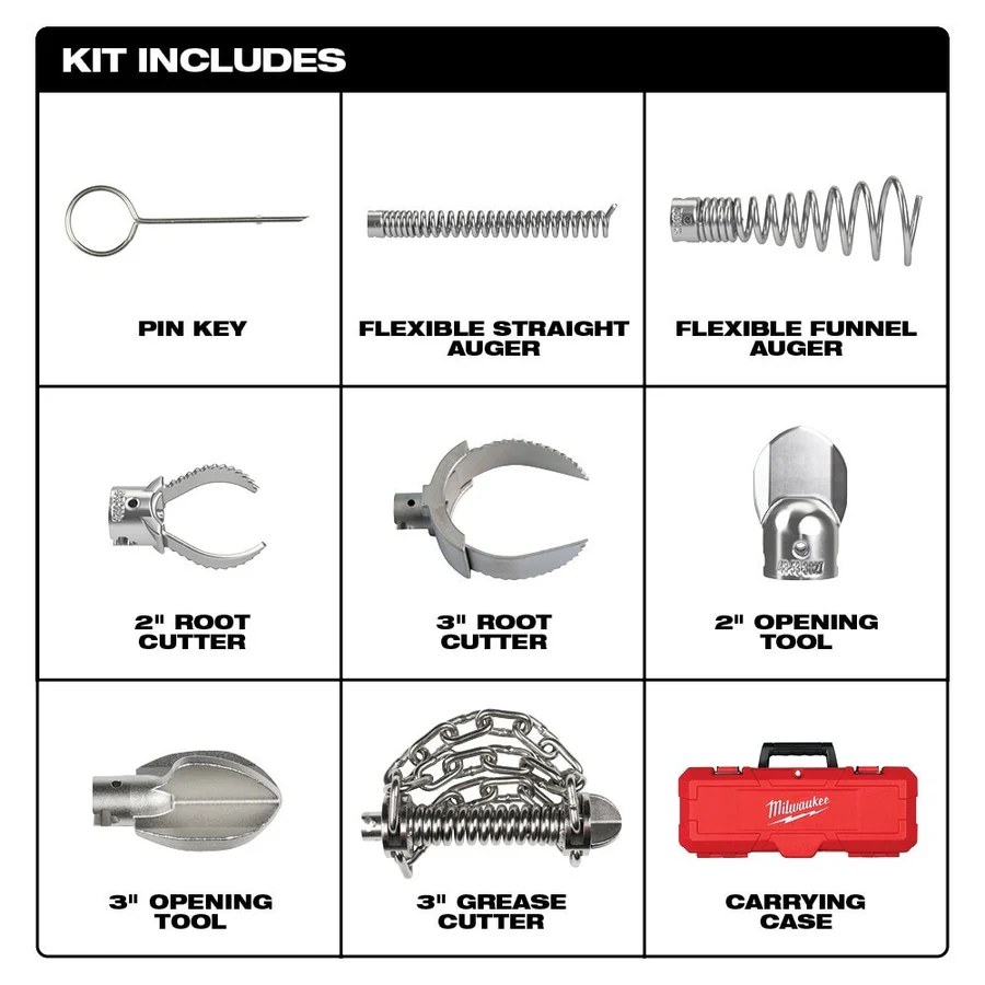 Milwaukee 48-53-3839 2" - 4" Head Attachment Kit For 7/8" Sectional Cable - Ace Tool Group - Milwaukee