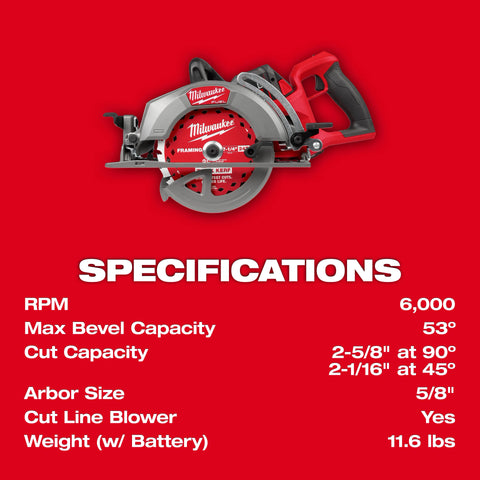 Milwaukee 2930-21HD M18 FUEL 7-1/4" Rear Handle Circular Saw Kit - Ace Tool Group - Milwaukee