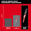 Milwaukee 48-00-7253 12" 5 TPI AX™ w/NITRUS™ Carbide Teeth SAWZALL® Blade for Wood with Nails - Ace Tool Group - Milwaukee Tool