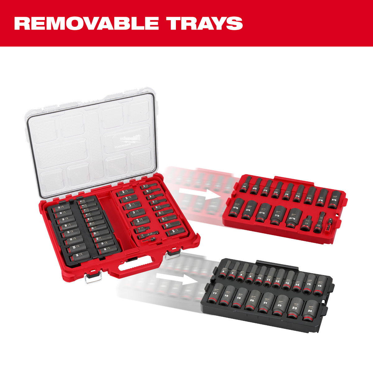 Milwaukee 49-66-6805 SHOCKWAVE Impact Duty Socket 3/8" Dr 36PC PACKOUT  Set - Ace Tool Group - Milwaukee