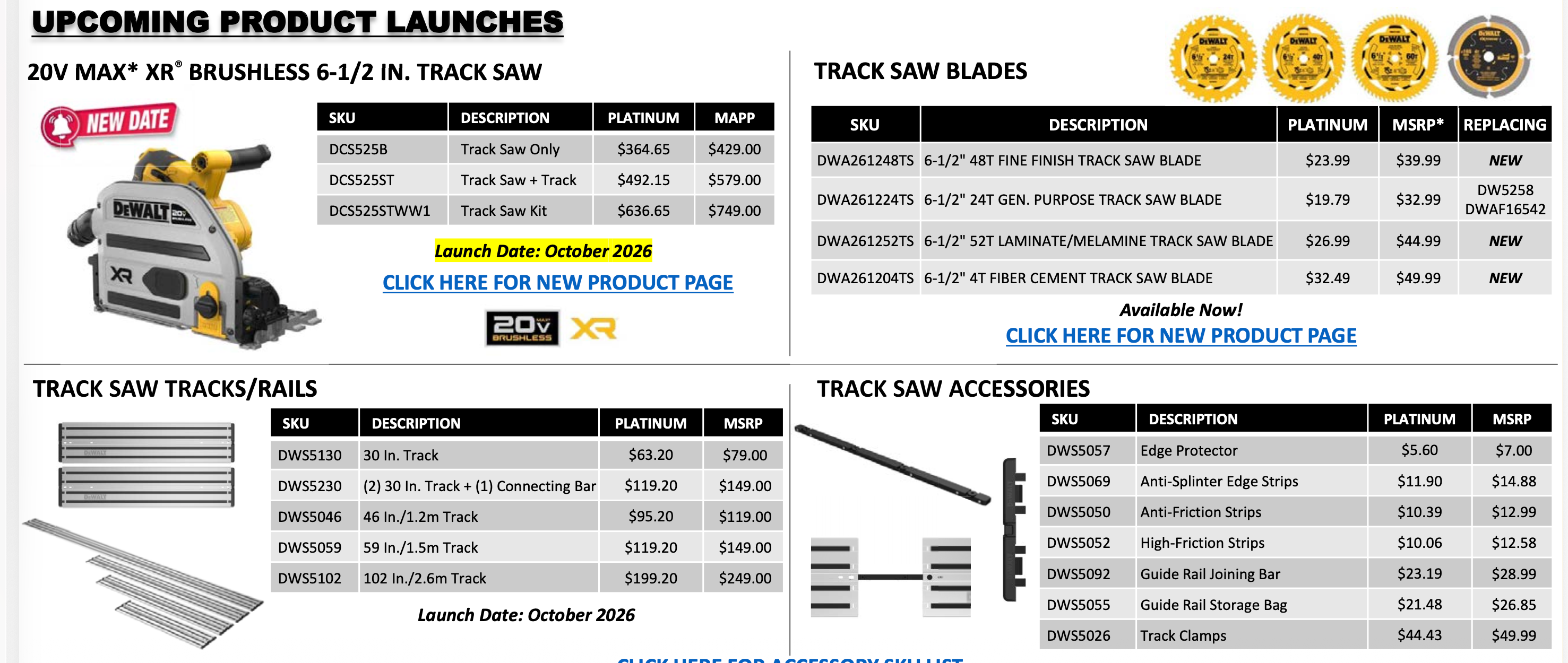 Dewalt DCS525ST 20V XR 6-1/2 in. Track Saw (Tool + Track Kit)
