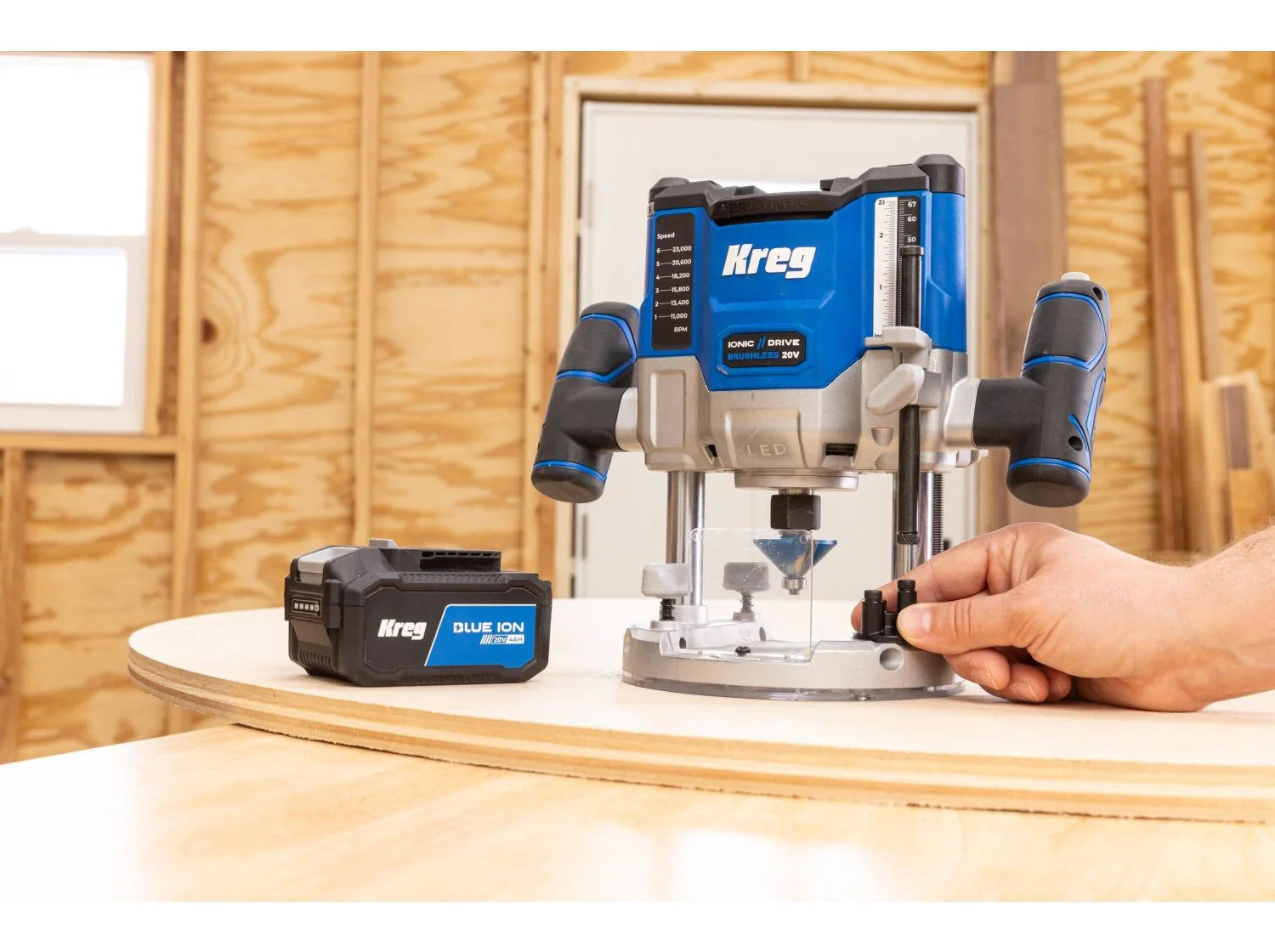 Kreg KPTPR225B 20V Cordless Ionic Drive 2-1/4 HP Plunge Router, Bare Tool - Ace Tool Group - Kreg