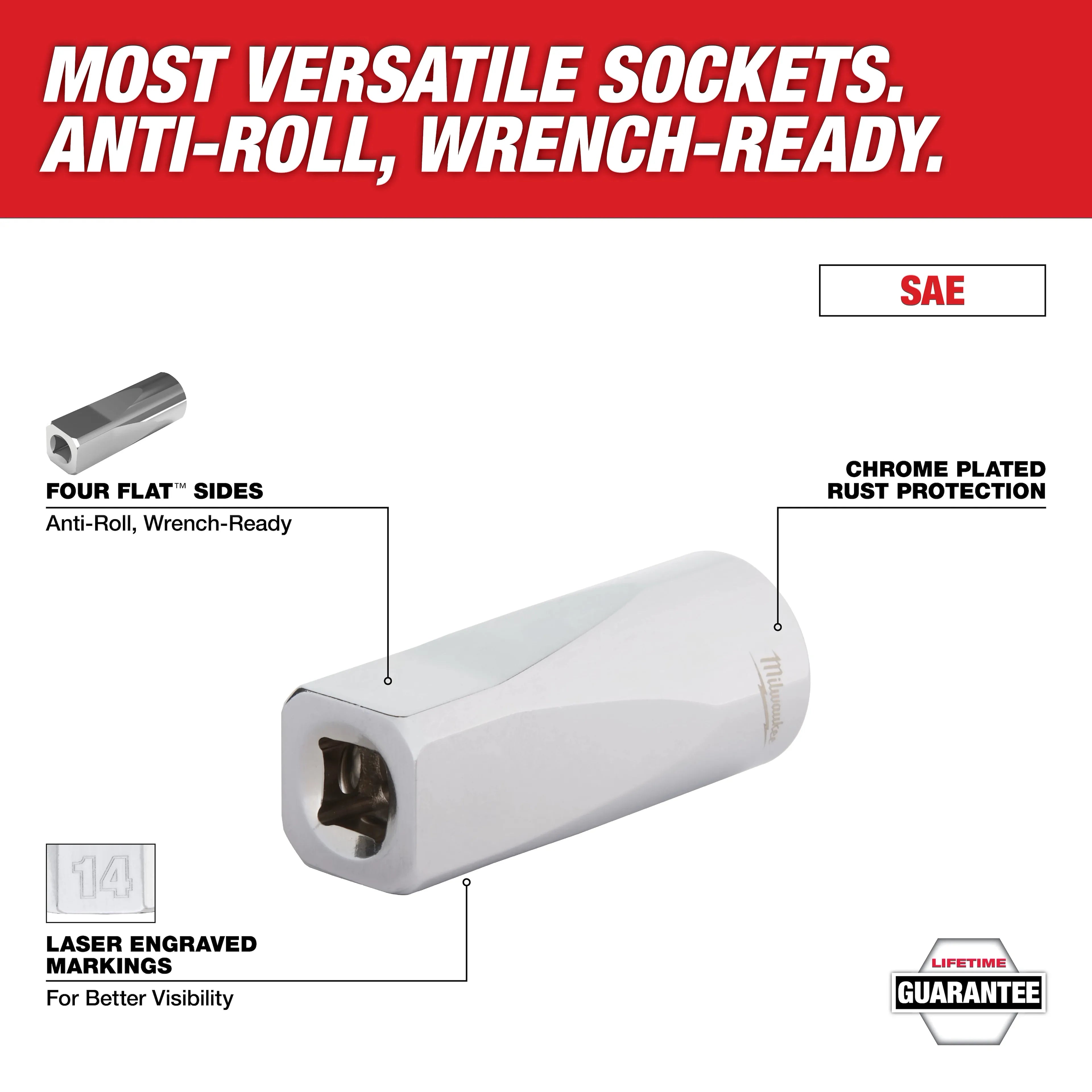 Milwaukee 45-34-9066 3/8 in. Drive 5/8 in. SAE 6-Point Socket - Ace Tool Group - Milwaukee