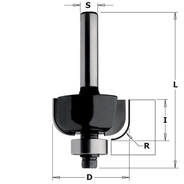 CMT 83702 Contractor Cove Bit, 1-inch Cutting Diameter, 1/4-inch Radius, 1/4-inch Shank - Ace Tool Group - CMT