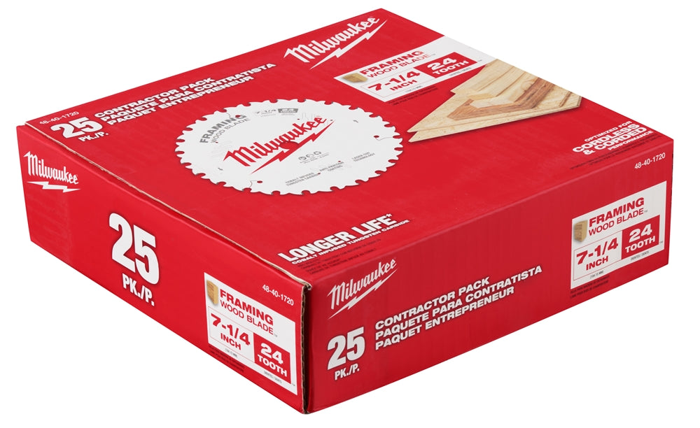 Milwaukee 48-40-1720 7-1/4" 24T Framing Contractor Pack (25PK) 2 Pack - Ace Tool Group - Milwaukee