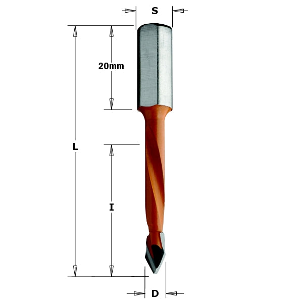 CMT 367.050.11 2 Flute Dowel Drill for Through Holes - Ace Tool Group - CMT