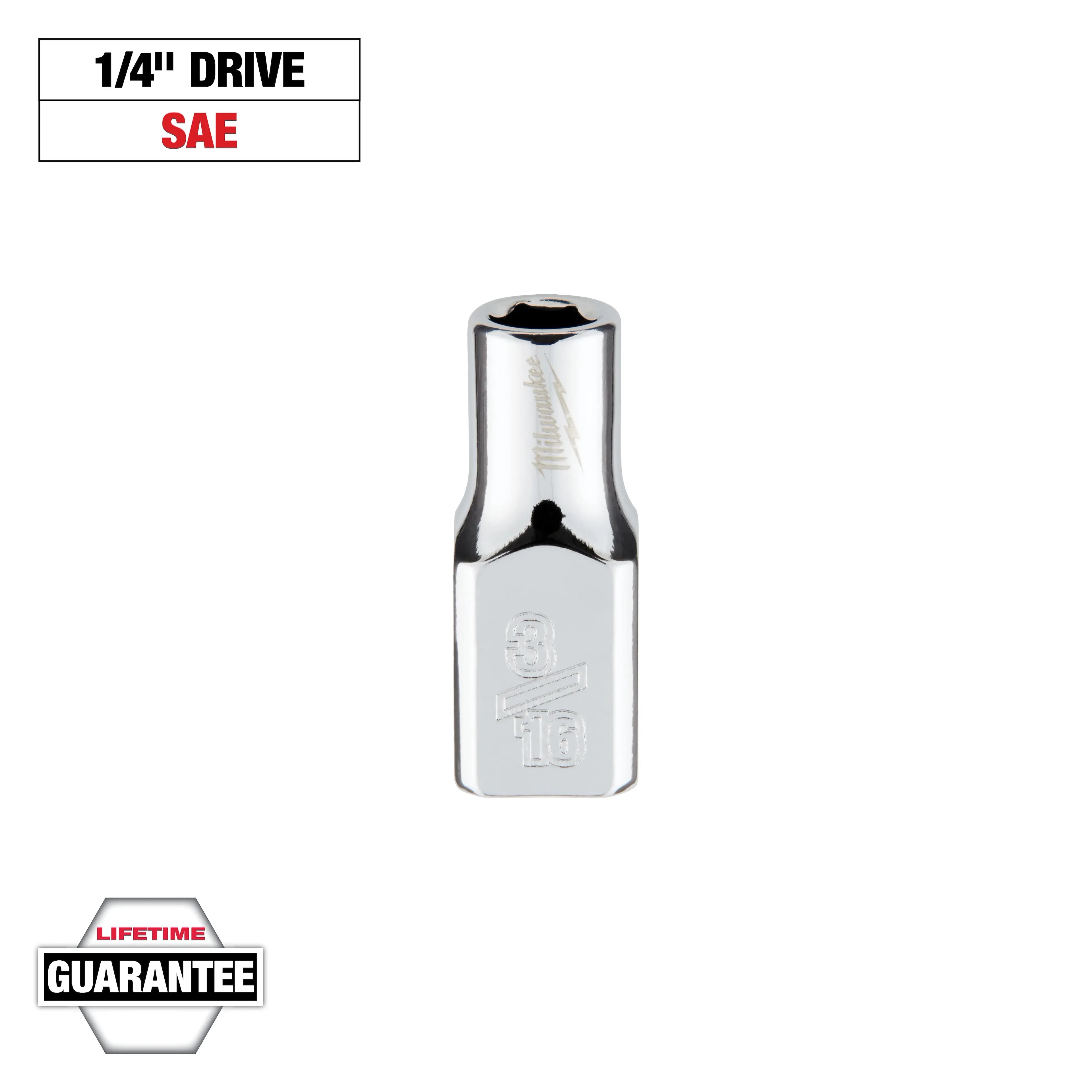Milwaukee 45-34-9001 1/4 in. Drive 3/16 in. SAE 6-Point Socket - Ace Tool Group - Milwaukee