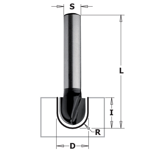 CMT 81411 Contractor Round Nose Bit, 3/8-inch Diameter, 3/16-inch Radius, 1/4-inch Shank - Ace Tool Group - CMT