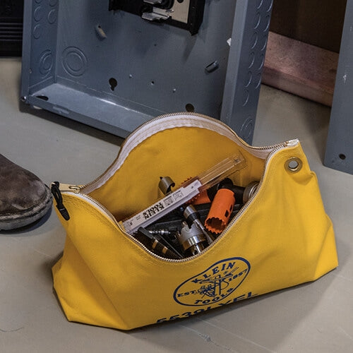 Klein 5539LYEL Canvas Bag with Zipper, Large Yellow - Ace Tool Group - Klein