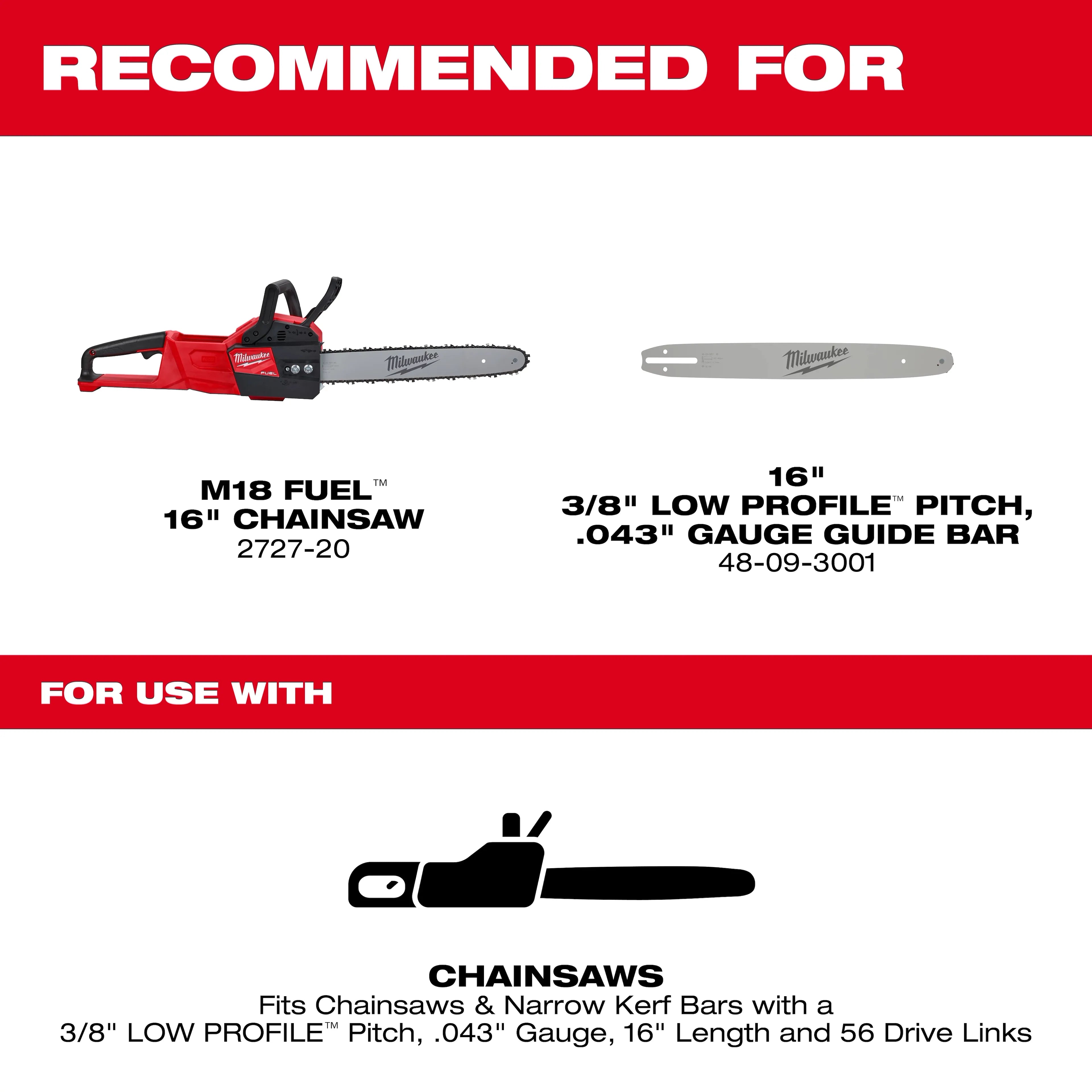 Milwaukee 49-16-2715 16 in. Saw Chain - Ace Tool Group - Milwaukee
