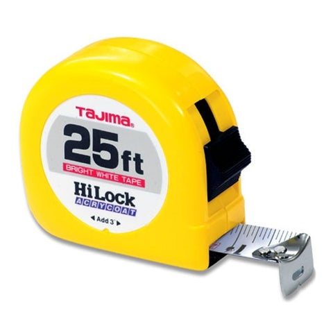 Tajima HL-25BW Hi-Lock 25 Bright White Tape Measure - Ace Tool Group - Tajima