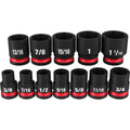 Milwaukee 49-66-7010 12PCSHOCKWAVE Impact Duty 1/2" Drive SAE Standard 6 Point Socket Set - Ace Tool Group - Milwaukee