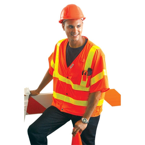 Occunomix LUX-HSLDMS3 Premium Mesh Gloss Snaps Safety Shirt - Ace Tool Group - Occunomix