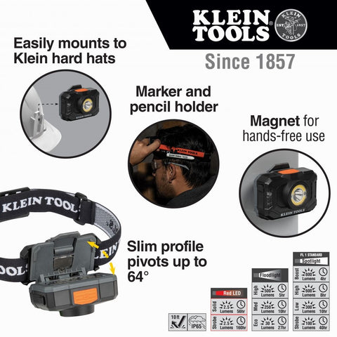 Klein 56414 2-Color LED Headlamp Adjustable Strap - Ace Tool Group - Klein