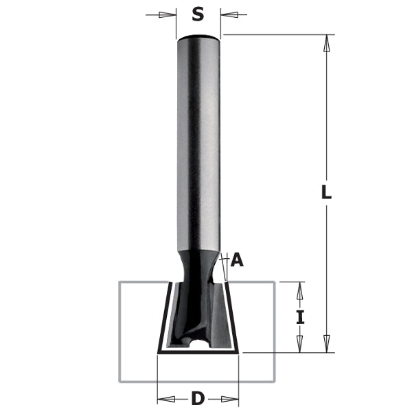 CMT 81809 Contractor Dovetail Bit, 3/8-inch Diameter, 9¼ Cutting Angle, 1/4-inch Shank - Ace Tool Group - CMT