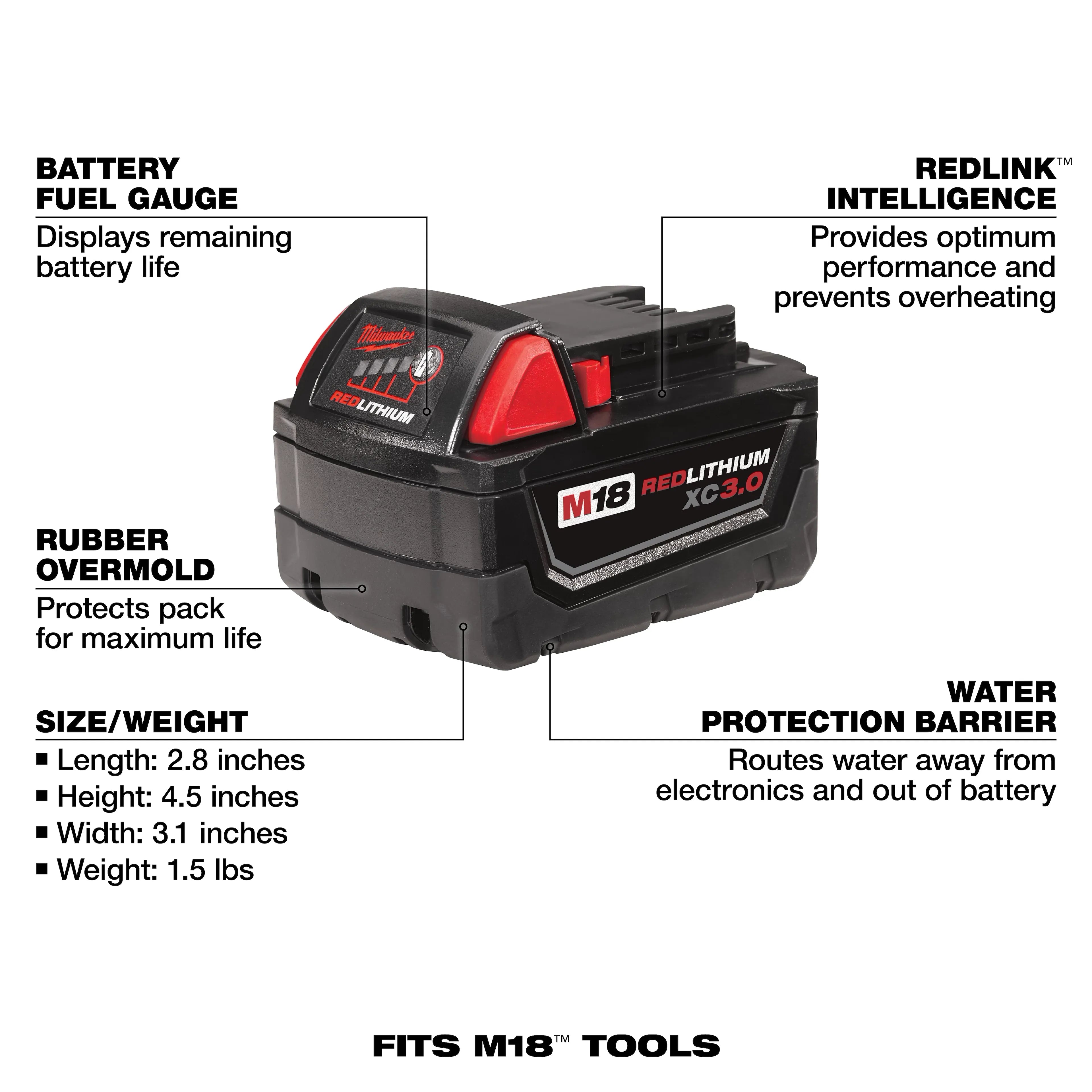 Milwaukee 48-11-1828 M18 BATTERY HIGH CAPACITY - Ace Tool Group - Milwaukee