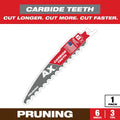 Milwaukee 48-00-5231 6" 3 TPI The AX with Carbide Teeth for Pruning & Clean Wood SAWZALL Blade 1PK 5 Pack - Ace Tool Group - Milwaukee