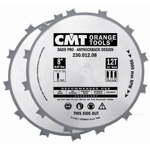 CMT 230.012.08 Dado Pro Set, 8-Inch x 12 Teeth - Ace Tool Group - CMT