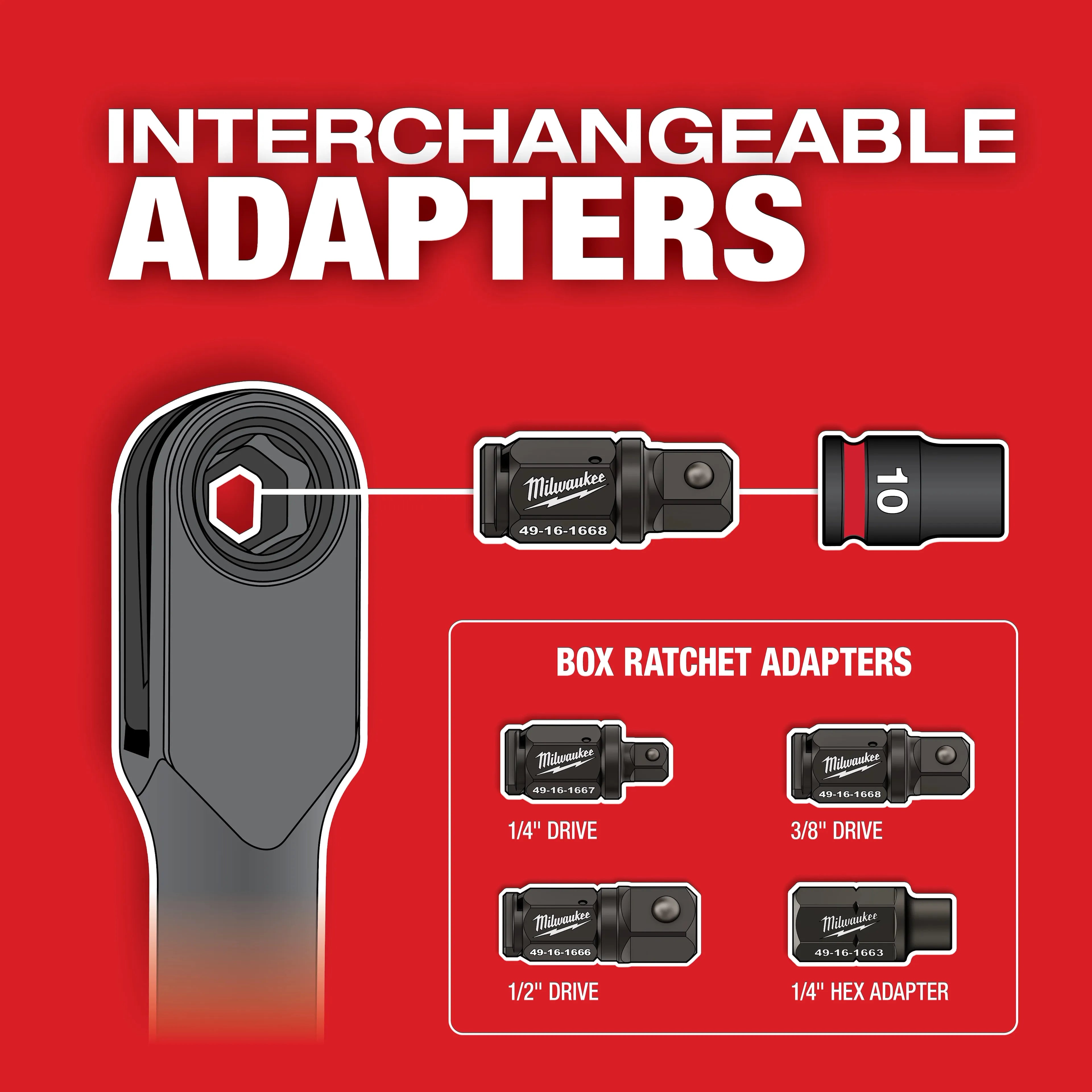 Milwaukee 49-16-1663 INSIDER Box Ratchet 1/4" Hex Adapter - Ace Tool Group - Milwaukee