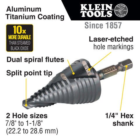 Klein Tools QRST11 Quick Release Step Bit 1-1/8" - Ace Tool Group - Klein