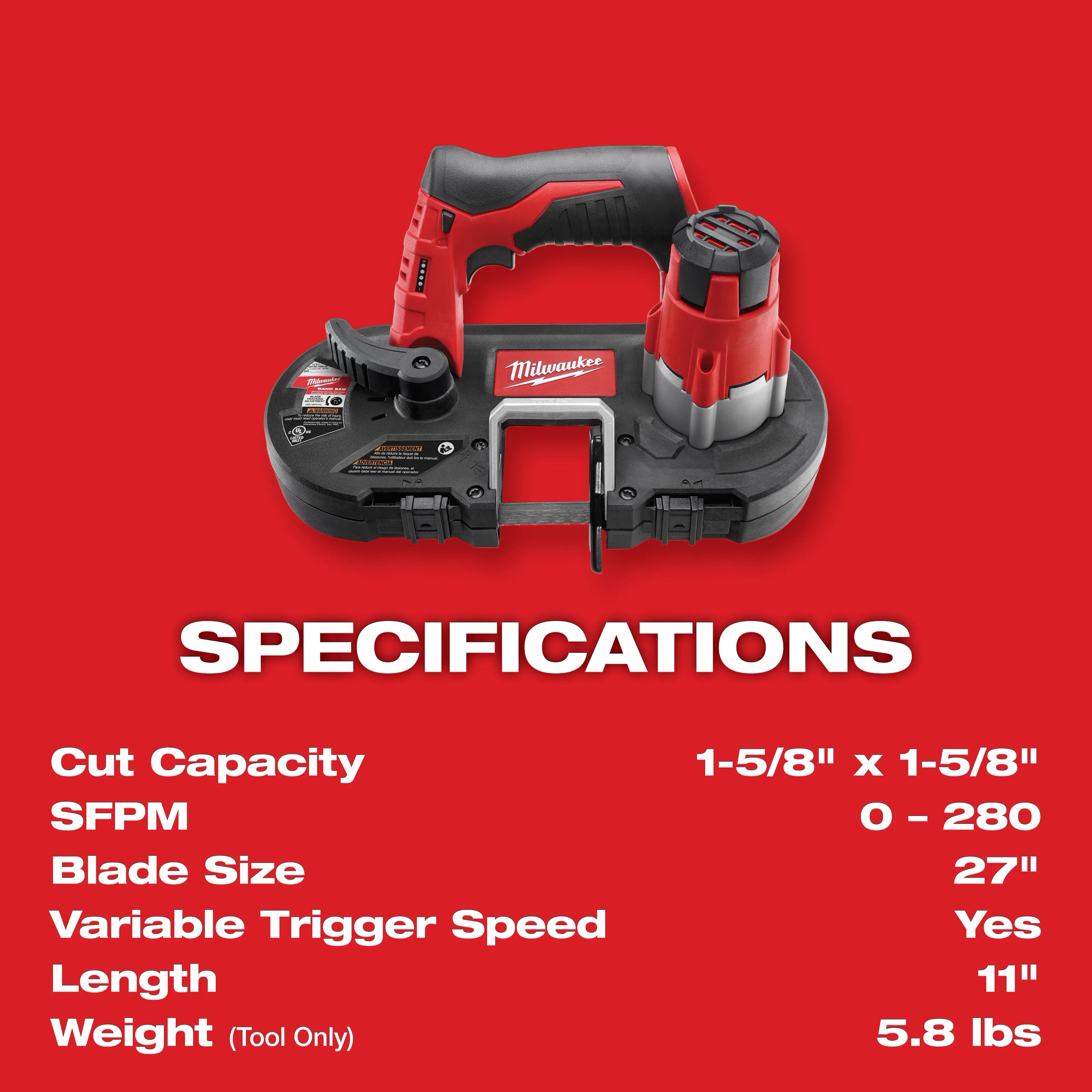 Milwaukee 2429-20 M12 Cordless Sub-Compact Band Saw - Ace Tool Group - Milwaukee