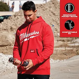 Milwaukee 352R-S Midweight Pullover Hoodie - Logo Red S - Ace Tool Group - Milwaukee
