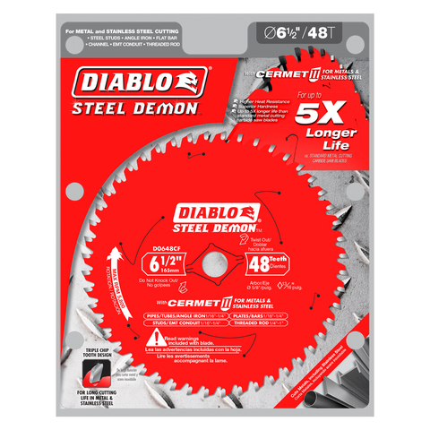 Diablo Tools 6-1/2" X 48-Teeth Steel Demon Cermet Ii Saw Blade For Medium Metal - Ace Tool Group - Diablo