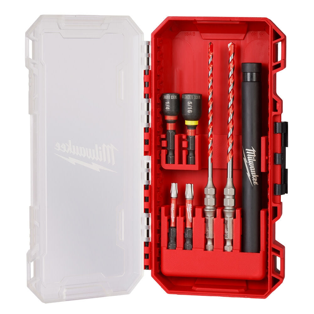 Milwaukee 48-20-9097 7pc. SHOCKWAVE Impact Duty Carbide Hammer Drill Bit Concrete Screw Install Kit - Ace Tool Group - Milwaukee