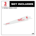Milwaukee 6 8TPI Drywall SAWZALL Blades (3 pk) - Ace Tool Group - Milwaukee