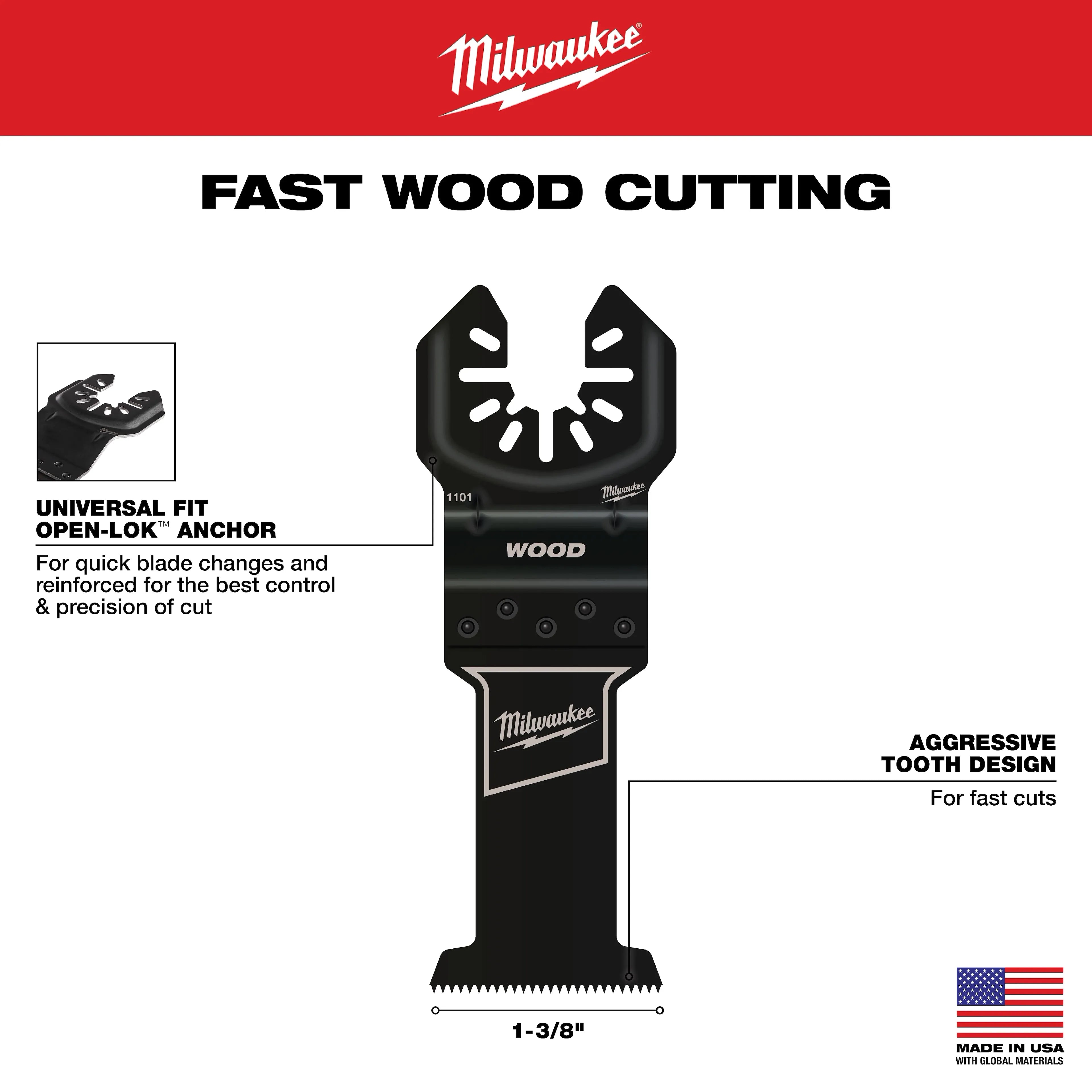 Milwaukee 49-10-9004 Milwaukee OPEN-LOK 3PC WOOD CUTTING MULTI-TOOL BLADE VARIETY PACK - Ace Tool Group - Milwaukee
