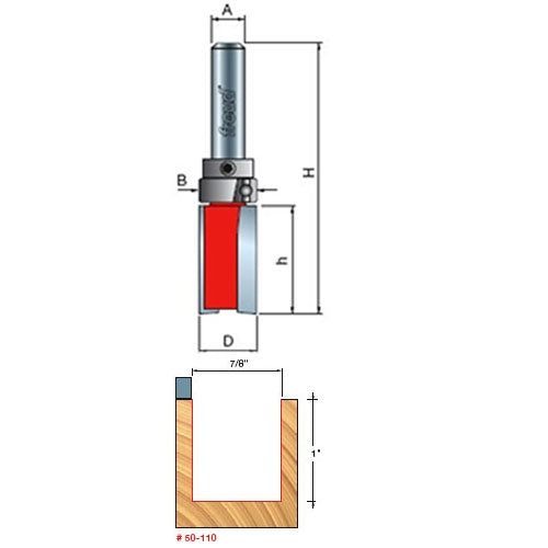 Freud Tools 7/8" (Dia.) Top Bearing Flush Trim Bit - Ace Tool Group - Freud